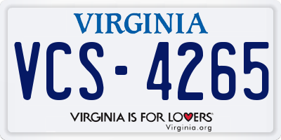 VA license plate VCS4265