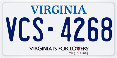VA license plate VCS4268