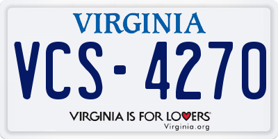 VA license plate VCS4270