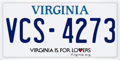 VA license plate VCS4273