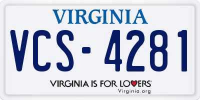 VA license plate VCS4281