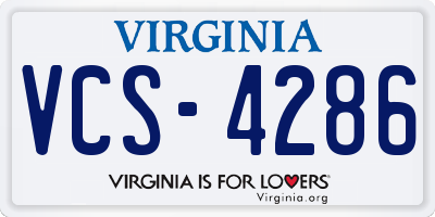 VA license plate VCS4286