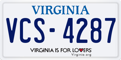 VA license plate VCS4287