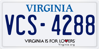 VA license plate VCS4288