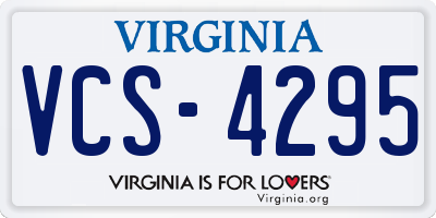 VA license plate VCS4295