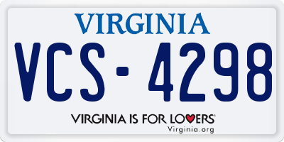 VA license plate VCS4298