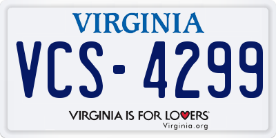 VA license plate VCS4299