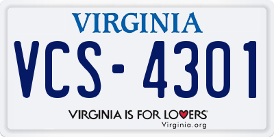 VA license plate VCS4301