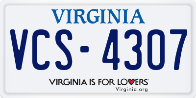 VA license plate VCS4307