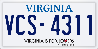 VA license plate VCS4311