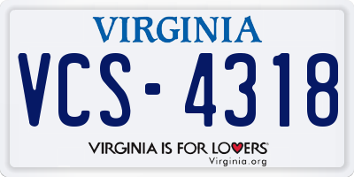 VA license plate VCS4318