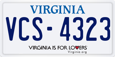 VA license plate VCS4323