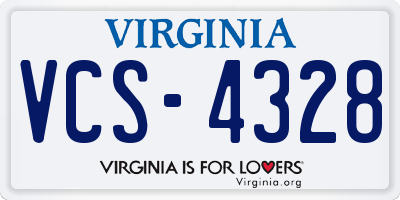 VA license plate VCS4328