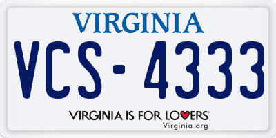 VA license plate VCS4333