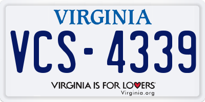 VA license plate VCS4339