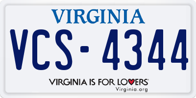 VA license plate VCS4344