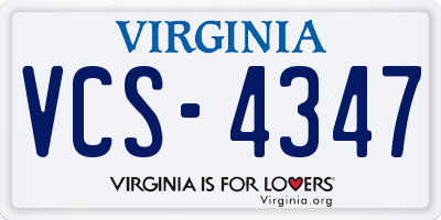 VA license plate VCS4347
