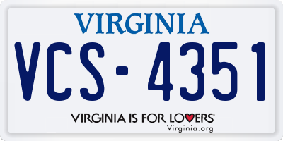 VA license plate VCS4351