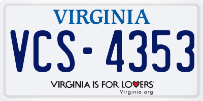 VA license plate VCS4353