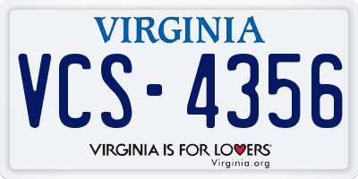 VA license plate VCS4356