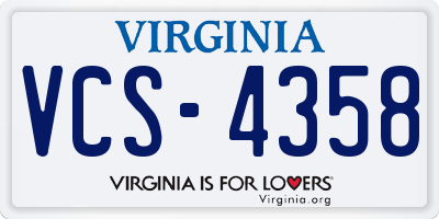 VA license plate VCS4358