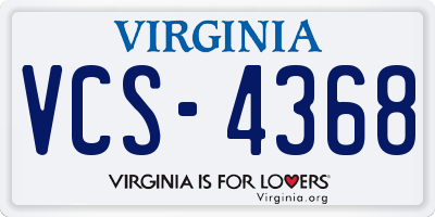 VA license plate VCS4368