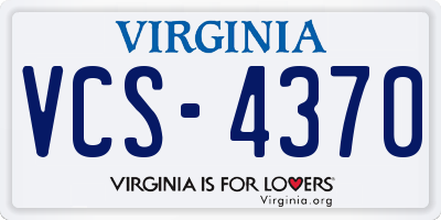 VA license plate VCS4370