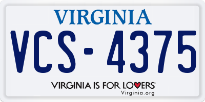 VA license plate VCS4375