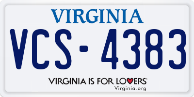 VA license plate VCS4383