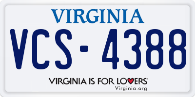 VA license plate VCS4388