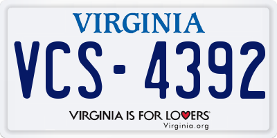 VA license plate VCS4392