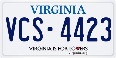 VA license plate VCS4423
