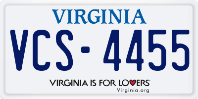 VA license plate VCS4455