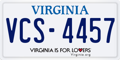VA license plate VCS4457