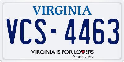 VA license plate VCS4463