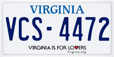 VA license plate VCS4472