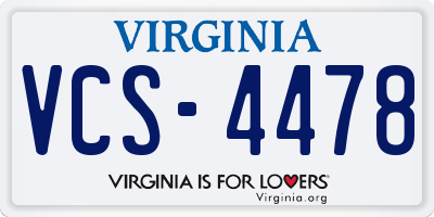 VA license plate VCS4478