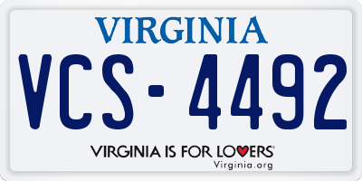 VA license plate VCS4492