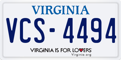 VA license plate VCS4494