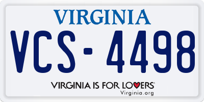 VA license plate VCS4498
