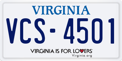 VA license plate VCS4501