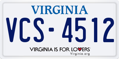 VA license plate VCS4512
