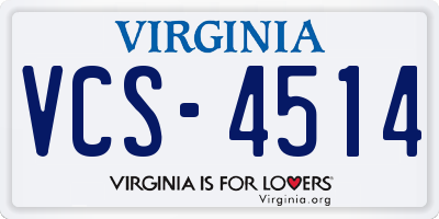VA license plate VCS4514