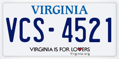 VA license plate VCS4521