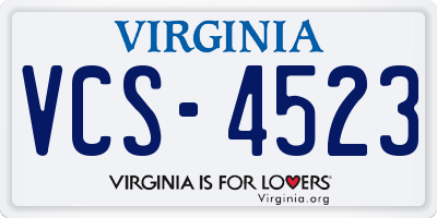 VA license plate VCS4523