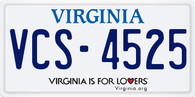 VA license plate VCS4525