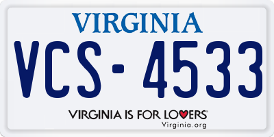 VA license plate VCS4533