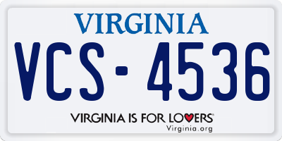 VA license plate VCS4536