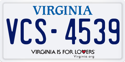 VA license plate VCS4539
