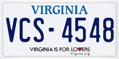 VA license plate VCS4548